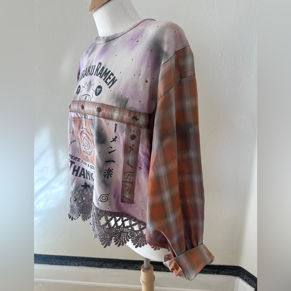 Oversized Handmade Upcycled Ramen Top – One of a Kind – Artsy Streetwear NWOT - Picture 3 of 5